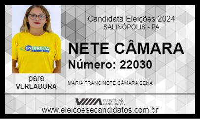 Candidato NETE CÂMARA 2024 - SALINÓPOLIS - Eleições