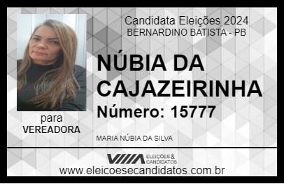 Candidato NÚBIA DA CAJAZEIRINHA 2024 - BERNARDINO BATISTA - Eleições