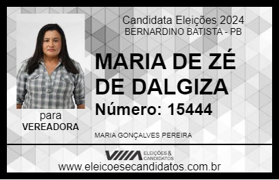 Candidato MARIA DE ZÉ DE DALGIZA 2024 - BERNARDINO BATISTA - Eleições