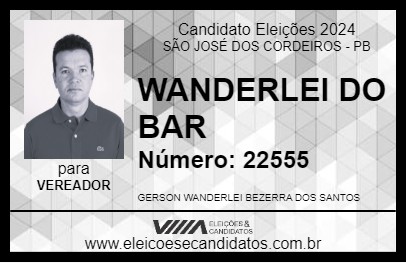 Candidato WANDERLEI DO BAR 2024 - SÃO JOSÉ DOS CORDEIROS - Eleições