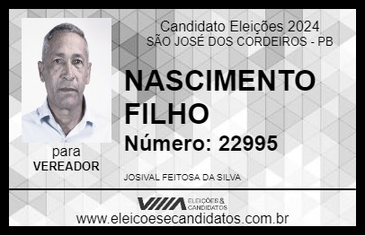 Candidato NASCIMENTO FILHO 2024 - SÃO JOSÉ DOS CORDEIROS - Eleições