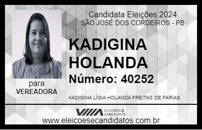 Candidato KADIGINA HOLANDA 2024 - SÃO JOSÉ DOS CORDEIROS - Eleições