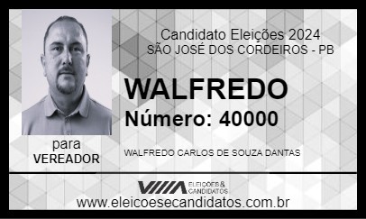 Candidato WALFREDO DANTAS 2024 - SÃO JOSÉ DOS CORDEIROS - Eleições