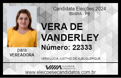 Candidato VERA DE VANDERLEY 2024 - IBIARA - Eleições