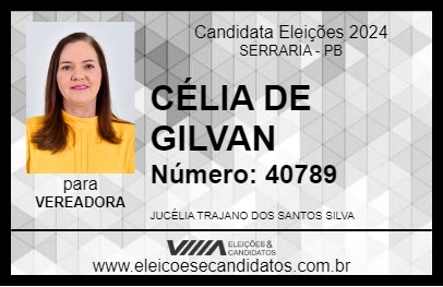 Candidato CÉLIA DE GILVAN 2024 - SERRARIA - Eleições