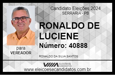 Candidato RONALDO DE LUCIENE 2024 - SERRARIA - Eleições