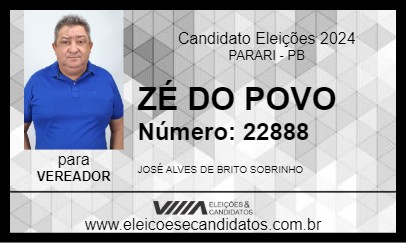 Candidato ZÉ DO POVO 2024 - PARARI - Eleições