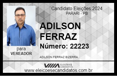 Candidato ADILSON FERRAZ 2024 - PARARI - Eleições