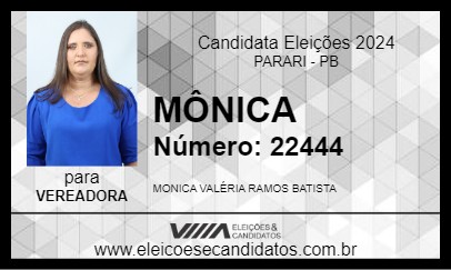 Candidato MÔNICA 2024 - PARARI - Eleições