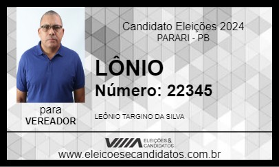 Candidato LÔNIO 2024 - PARARI - Eleições