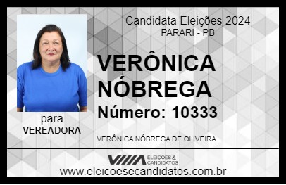 Candidato VERÔNICA NÓBREGA 2024 - PARARI - Eleições