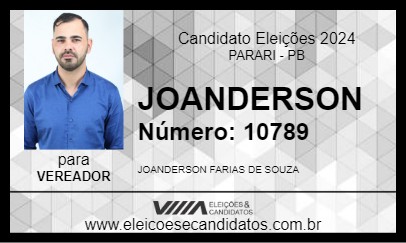 Candidato JOANDERSON 2024 - PARARI - Eleições