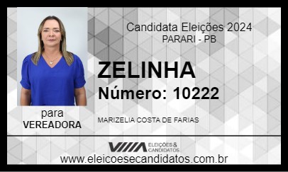 Candidato ZELINHA 2024 - PARARI - Eleições