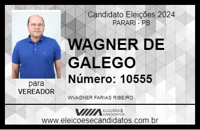 Candidato WAGNER DE GALEGO 2024 - PARARI - Eleições