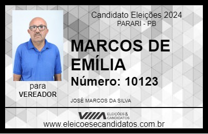 Candidato MARCOS DE EMÍLIA 2024 - PARARI - Eleições