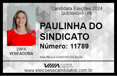 Candidato PAULINHA DO SINDICATO 2024 - QUEIMADAS - Eleições