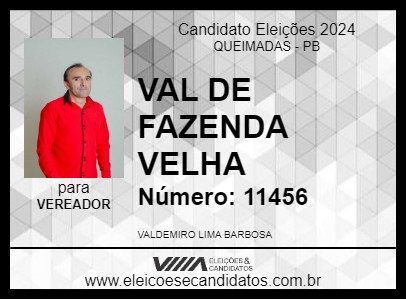 Candidato VAL DE FAZENDA VELHA 2024 - QUEIMADAS - Eleições