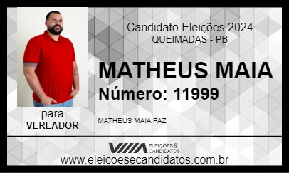 Candidato MATHEUS MAIA 2024 - QUEIMADAS - Eleições