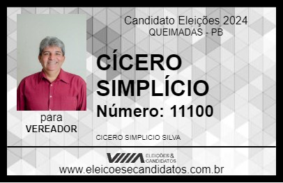 Candidato CÍCERO SIMPLÍCIO 2024 - QUEIMADAS - Eleições