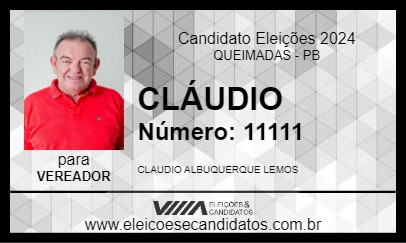 Candidato CLÁUDIO 2024 - QUEIMADAS - Eleições