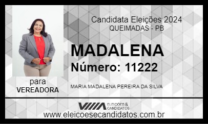 Candidato MADALENA 2024 - QUEIMADAS - Eleições