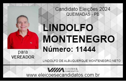 Candidato LINDOLFO MONTENEGRO 2024 - QUEIMADAS - Eleições