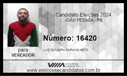 Candidato LUIZ A LUTA DOS TRABALHADORES 2024 - JOÃO PESSOA - Eleições