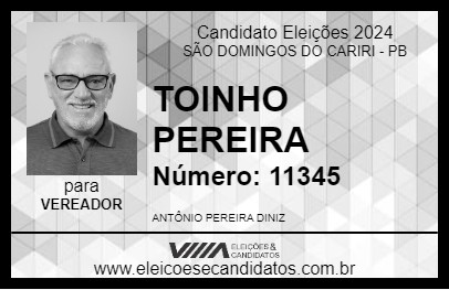 Candidato TOINHO PEREIRA 2024 - SÃO DOMINGOS DO CARIRI - Eleições