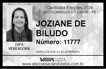 Candidato JOZIANE DE BILUDO 2024 - SÃO DOMINGOS DO CARIRI - Eleições