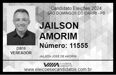 Candidato JAILSON AMORIM 2024 - SÃO DOMINGOS DO CARIRI - Eleições