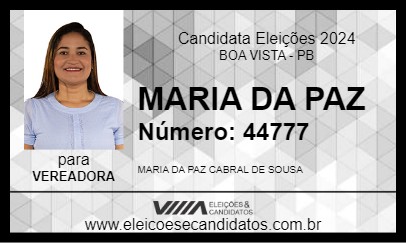 Candidato MARIA DA PAZ 2024 - BOA VISTA - Eleições