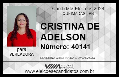 Candidato CRISTINA DE ADELSON 2024 - QUEIMADAS - Eleições