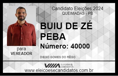 Candidato BUIU DE ZÉ PEBA 2024 - QUEIMADAS - Eleições