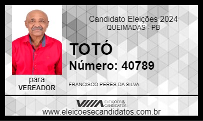 Candidato TOTÓ 2024 - QUEIMADAS - Eleições