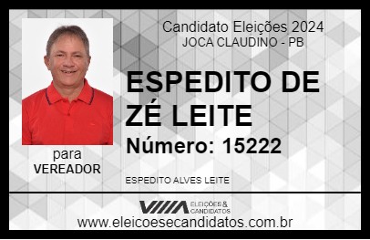 Candidato ESPEDITO DE ZÉ LEITE 2024 - JOCA CLAUDINO - Eleições