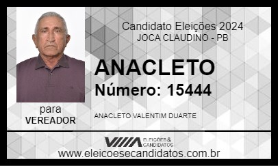 Candidato ANACLETO 2024 - JOCA CLAUDINO - Eleições