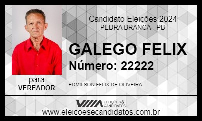 Candidato GALEGO FELIX 2024 - PEDRA BRANCA - Eleições