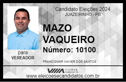 Candidato MAZO VAQUEIRO 2024 - JUAZEIRINHO - Eleições