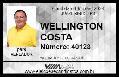 Candidato WELLINGTON COSTA 2024 - JUAZEIRINHO - Eleições