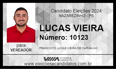 Candidato LUCAS VIEIRA 2024 - NAZAREZINHO - Eleições