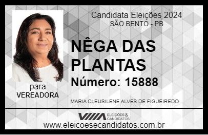 Candidato NÊGA DAS PLANTAS 2024 - SÃO BENTO - Eleições