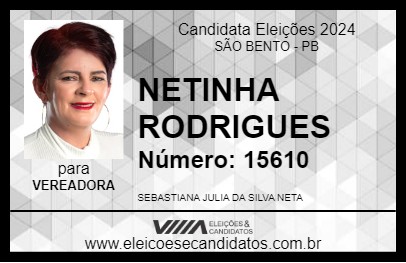 Candidato NETINHA RODRIGUES 2024 - SÃO BENTO - Eleições