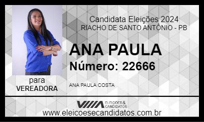 Candidato ANA PAULA 2024 - RIACHO DE SANTO ANTÔNIO - Eleições