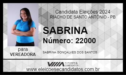 Candidato SABRINA 2024 - RIACHO DE SANTO ANTÔNIO - Eleições