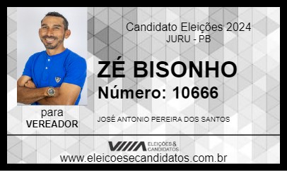 Candidato ZÉ BISONHO 2024 - JURU - Eleições