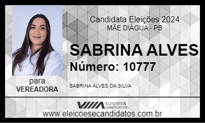 Candidato SABRINA ALVES 2024 - MÃE D\ÁGUA - Eleições