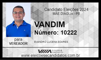 Candidato VANDIM 2024 - MÃE D\ÁGUA - Eleições