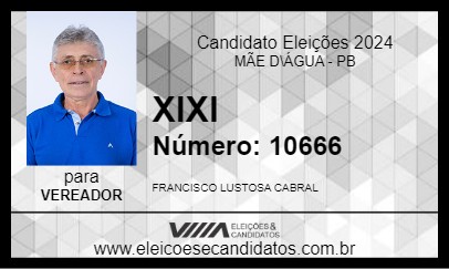 Candidato XIXI 2024 - MÃE D\ÁGUA - Eleições