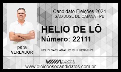 Candidato HELIO DE LÔ 2024 - SÃO JOSÉ DE CAIANA - Eleições