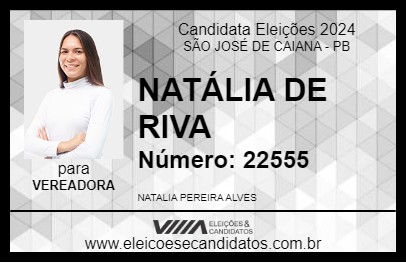 Candidato NATÁLIA DE RIVA 2024 - SÃO JOSÉ DE CAIANA - Eleições